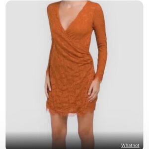 Free People Lace Dress Spanish Chestnut Brown M bohemian